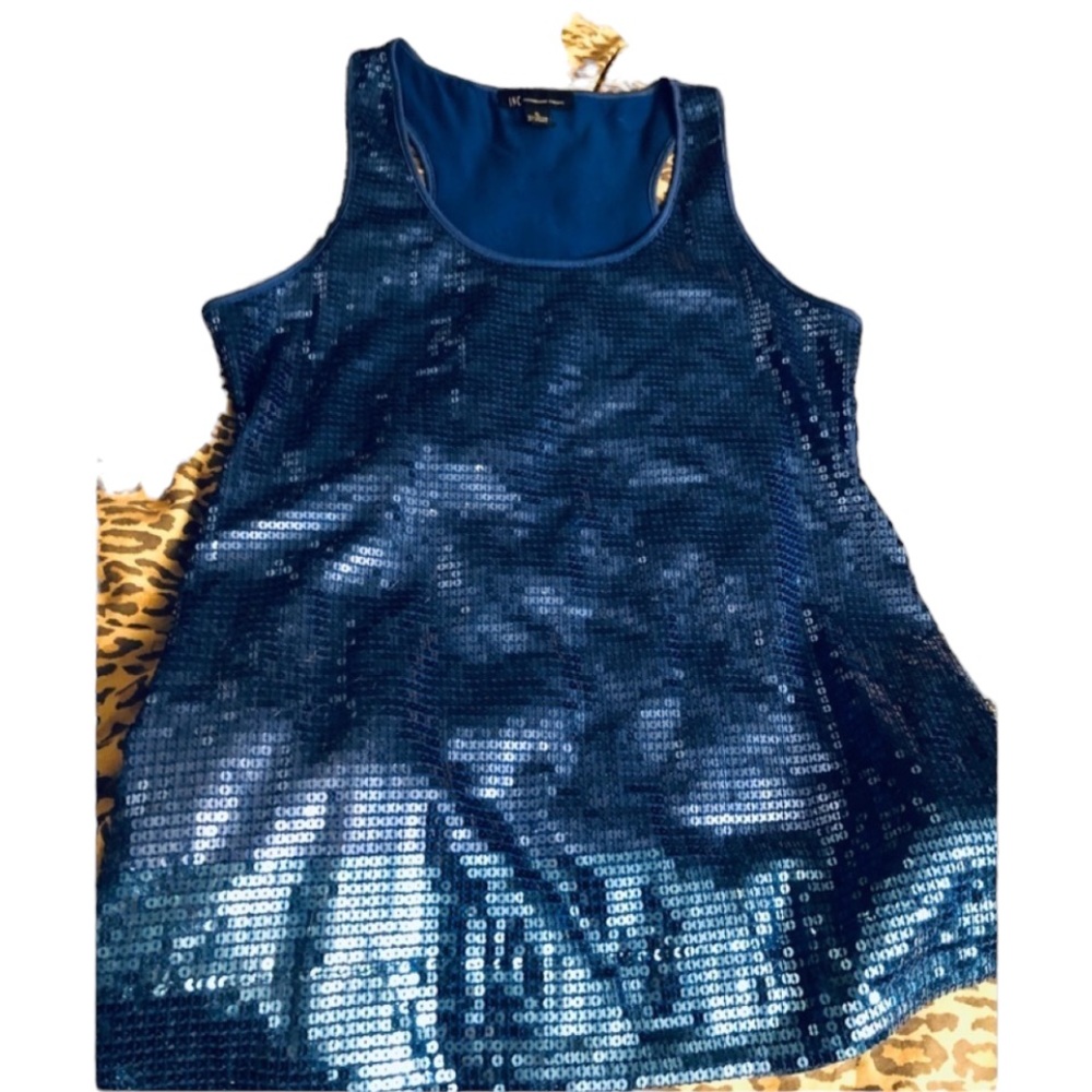 INC International Concepty size XL royal blue sequin long tank like new